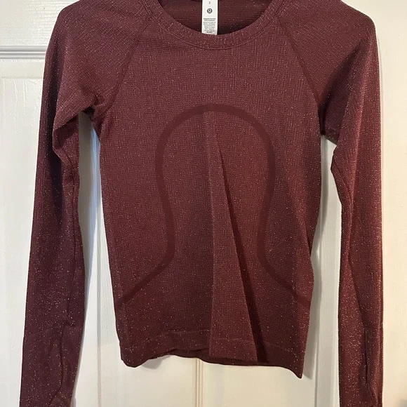 Lululemon Sparkle Swiftly GARNET Long Sleeve Top - Picture 2 of 3